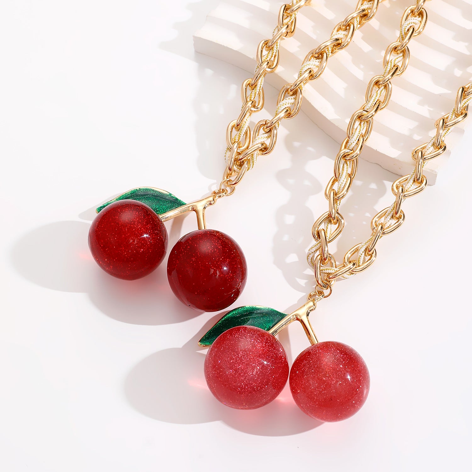 Wholesale Exaggerated red cherry fruit pendant
